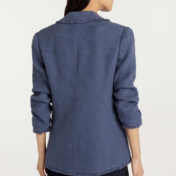 Cinq à Sept Blue Textured Blazer - Picture 4 of 10